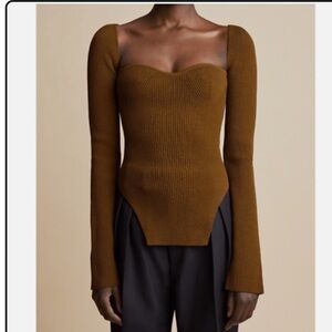 KHAITE Authentic Maddy Ribbed-knit Sweater In Khaki-Brown